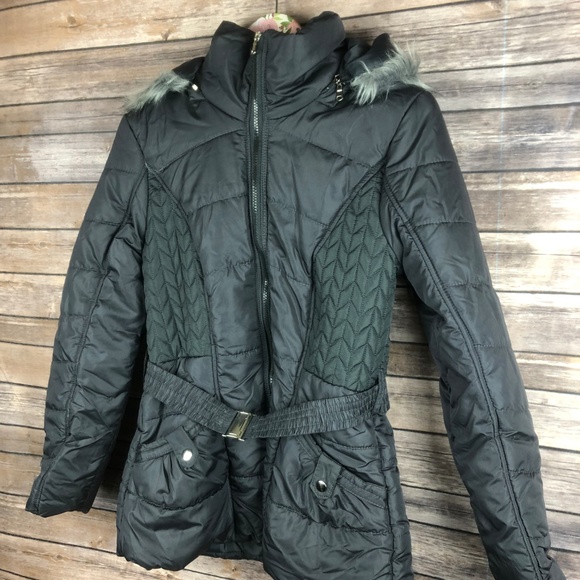 Rampage Charcoal Gray Belted Puffer Coat - Picture 5 of 6